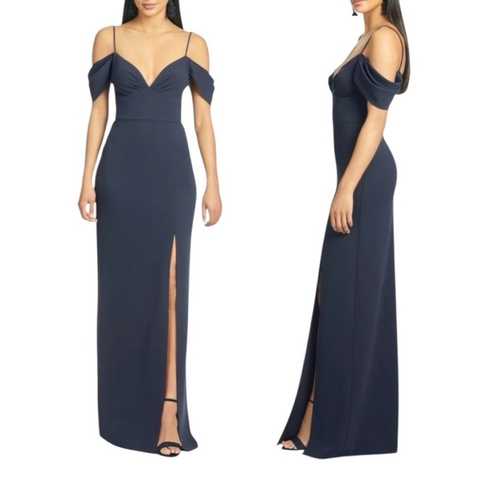 Sachin + Babi Midnight Blue Off-Shoulder Maxi Dress, Size 14, 20W
